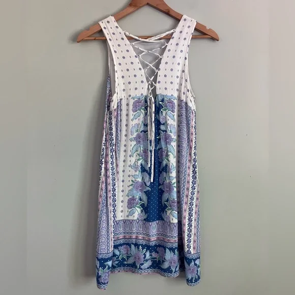 AEROPASTLE White and Blue Floral Shift Dress Size S (Like XS-S) - Picture 6 of 12